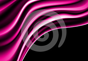 Abstract pink fabric satin wave on black blank space for text place background modern luxury background vector