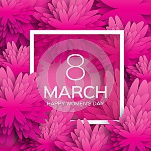 Abstract Pink Floral Greeting card - International Happy Women's Day - 8 March holiday background