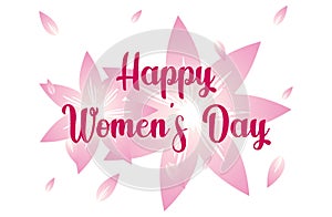Abstract Pink Floral Greeting card - International Happy Women's Day - 8 March holiday background with paper cut Frame