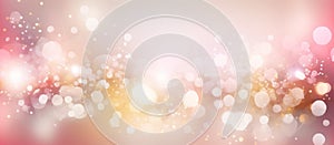 Abstract pink and gold background with soft blur bokeh light effect, Holiday banner for design. AI Generative