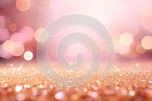 abstract pink gold tone background with blur bokeh light on ground. Generative AI