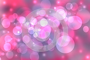 Abstract pink gradient blue purple background texture with glitter defocused sparkle bokeh circles and glowing circular lights.