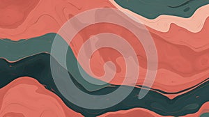 Abstract Pink And Green Liquid Wavy Pattern - Mid-century Illustration