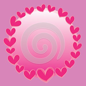 Abstract pink heart with space for text on pink background