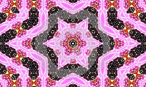 Abstract pink kaleidoscope background. Beautiful mandala texture. Unique kaleidoscope design. Flowers pattern illustration