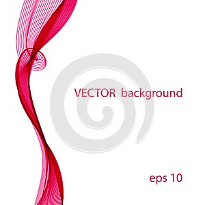 Abstract pink lines with white vector background.