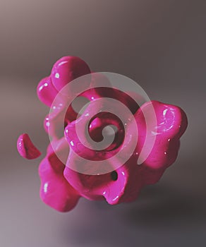 Abstract pink macro cell of organic shape. 3d render, 3d illustration.