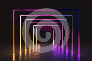 Abstract pink neon corridor