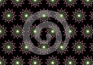 Abstract Pink Neon Flower Pattern on Black Background