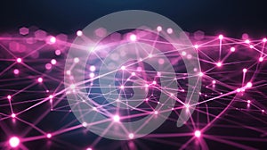 Abstract Pink Network Connection: Data Structure Visualization