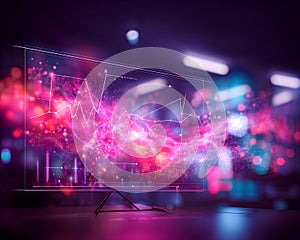 Abstract Pink And Purple Data Visualization On Glowing