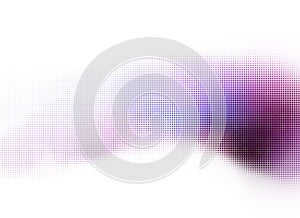 Abstract pink and purple halftone pattern shape on white with copy space.