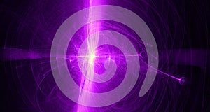 Abstract pink and purple light glows, beams, shapes on dark background