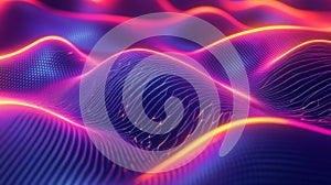 Abstract Pink Purple Orange Blue Neon Glowing Wave Background