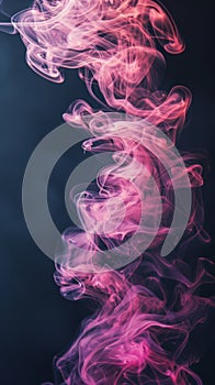 Abstract pink smoke swirls on dark background