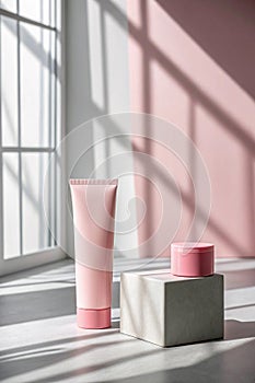 Abstract pink studio background for product presentation