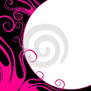 Abstract Pink Swirls Black Circle