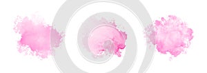 Abstract pink watercolor water splash set. Vector watercolour texture in rose color