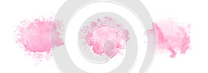 Abstract pink watercolor water splash set. Vector watercolour texture in rose color