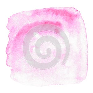 Abstract pink watercolor on white background. The color splashing on the paper. Hand drawn