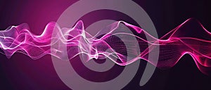 Abstract pink and white light waves, futuristic design element, data visualization