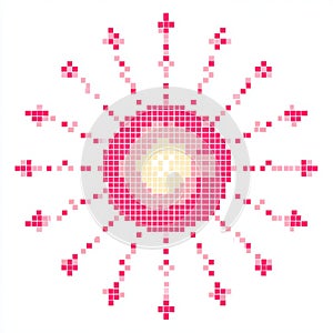 Abstract Pink and White Pixel Firework Burst