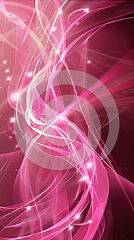Abstract pink and white swirling light waves on a dark background.