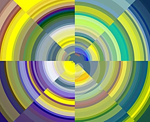 Abstract pink yellow blue circular colors, forms, fluid background, geometries, bright background, colorful geometries