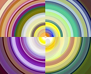 Abstract pink yellow blue green circular colors, forms, fluid background, geometries, bright background, colorful geometries