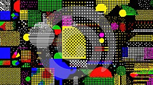 Abstract pixel art pattern creating a dynamic digital background