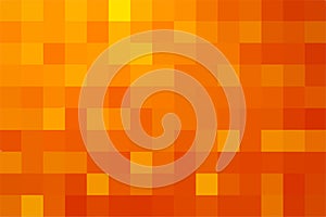 Abstract pixel orange background. Gold geometric texture from squares. Vector illustration