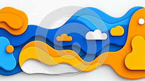 Abstract Pixel Wave Background with Blue Orange and White