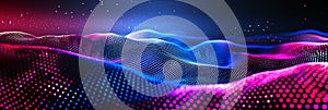 Abstract pixelated data stream on digital interface with glowing binary code and encryption concept
