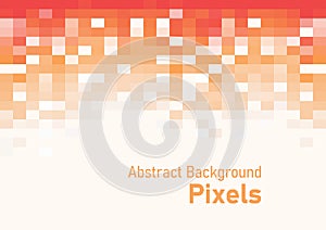 Abstract pixels disintegrate pattern. geometric mosaic background, red and orange color gradient line. vector illustration