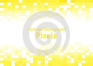 Abstract pixels disintegrate pattern, geometric mosaic background, yellow color gradient, vector illustration template for