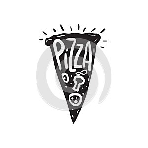 Abstract pizza slice with text. vector