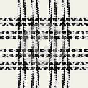 Abstract plaid pattern in black and white. Seamless herringbone large tartan check for scarf, flannel shirt, jacket, skirt.