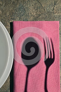 Abstract Plate With Shadow Cutlery
