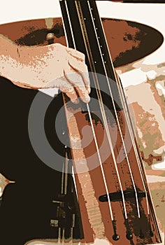 Abstract Player Strumming Double Bass