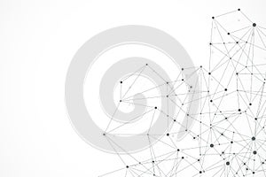Abstract plexus background with connected lines and dots. Wave flow. Plexus geometric effect Big data with compounds