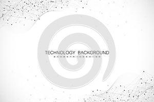 Abstract plexus background with connected lines and dots. Wave flow. Plexus geometric effect Big data with compounds