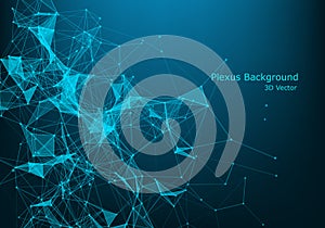 Abstract plexus background with connected lines and dots. Wave flow. Plexus geometric effect Big data with compounds. Lines plexus
