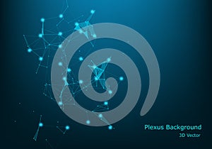 Abstract plexus background with connected lines and dots. Wave flow. Plexus geometric effect Big data with compounds. Lines plexus