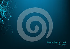 Abstract plexus background with connected lines and dots. Wave flow. Plexus geometric effect Big data with compounds. Lines plexus
