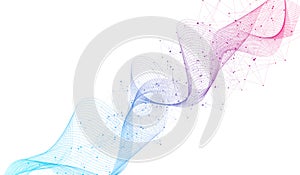Abstract plexus background with connected lines and dots. Wave flow. Plexus geometric effect Big data with compounds