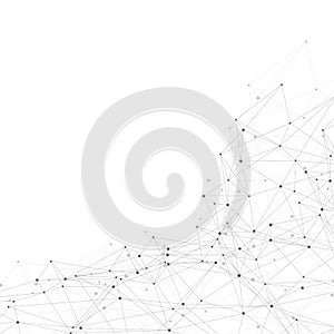 Abstract plexus background with connected lines and dots. Wave flow. Plexus geometric effect Big data with compounds