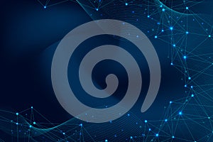 Abstract plexus background with connected lines and dots. Wave flow. Plexus geometric effect Big data with compounds