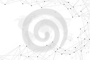 Abstract plexus background with connected lines and dots. Wave flow. Plexus geometric effect Big data with compounds