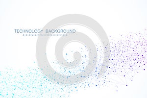 Abstract plexus background with connected lines and dots. Wave flow. Plexus geometric effect Big data with compounds