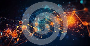 Abstract plexus blue geometry plexus background. Digital technology network connection concept - AI generated image